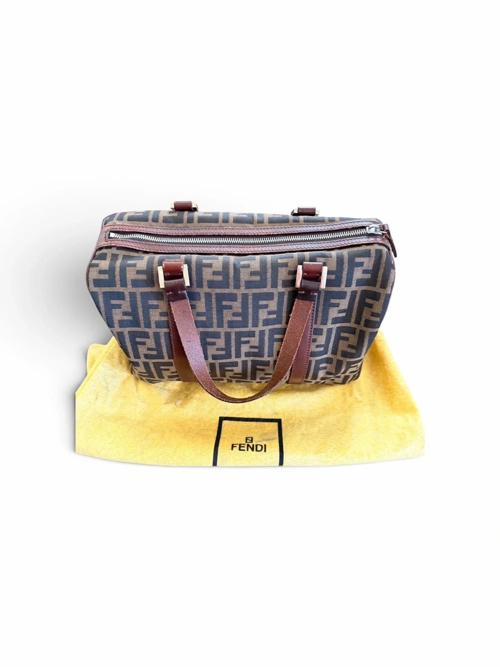 Fendi Brown Zucca and Dark Brown FF Canvas Duffel Bag